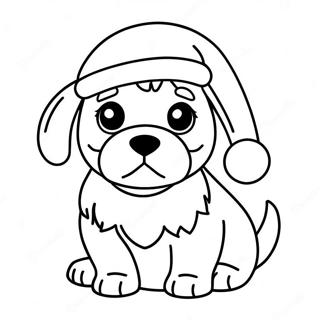 Page De Coloriage De Chiot Festif Avec Un Chapeau De Noel 122838-57273