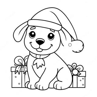 Page De Coloriage De Chiot Festif Avec Un Chapeau De Noel 122838-57274