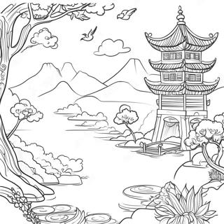Page A Colorier De Paysage Chinoiserie Complexe 123019-57420
