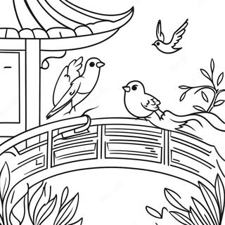 Page A Colorier De Jardin Chinoiserie Avec Oiseaux 123020-57424
