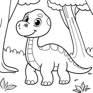 Mignon Brontosaure Dans Une Foret Page De Coloriage 123507-57793