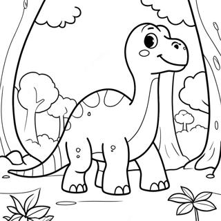 Mignon Brontosaure Dans Une Foret Page De Coloriage 123507-57794