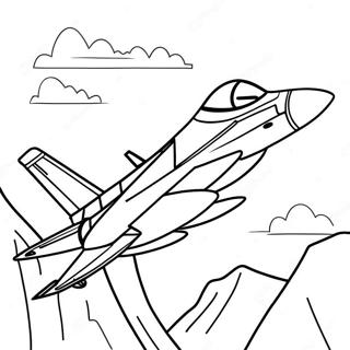 Page De Coloriage De Lavion De Chasse F18 Survolant Des Montagnes 123587-57863