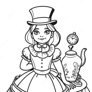 Alice Au Pays Des Merveilles Steampunk Pages À Colorier