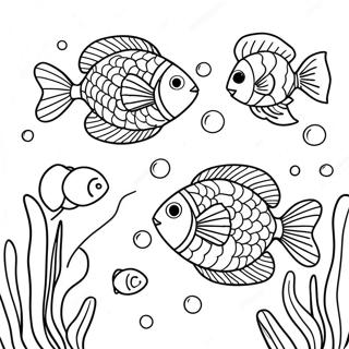 Poissons Colores Nageant Dans Locean A Colorier 123868-58074