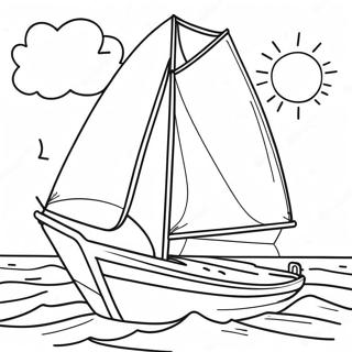 Skipper Naviguant Par Une Journee Ensoleillee Page De Coloriage 124407-58585