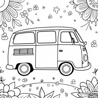 Page De Coloriage De La Camionnette Hippie Groovy 124536-58685