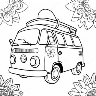 Page De Coloriage De La Camionnette Hippie Groovy 124536-58686