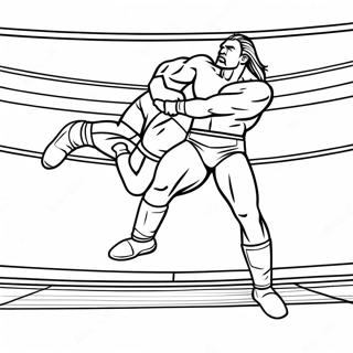 Page De Coloriage Lutteur Wwe Sautant Sur Un Adversaire 124741-58847