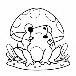 Grenouille Champignon Mignonne Pages À Colorier