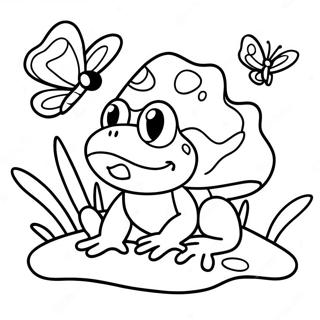 Page De Coloriage De Grenouille Champignon Espiegle Avec Un Papillon 124847 58936
