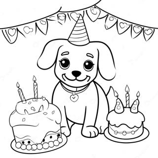 Anniversaire De Chien Pages À Colorier