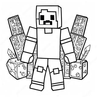 Steve De Minecraft Avec Une Armure En Diamant Page De Coloriage 126237-60006