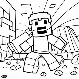 Steve De Minecraft Minant Des Diamants Page De Coloriage 126238-60009