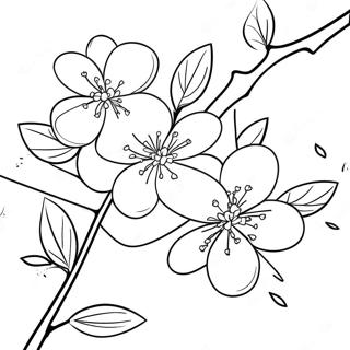 Page De Coloriage De La Belle Branche De Cerisier En Fleurs 127114-60686