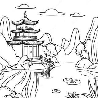 Page De Coloriage Dun Beau Paysage Asiatique 127166-60725