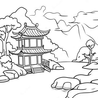 Page De Coloriage Dun Beau Paysage Asiatique 127166-60726