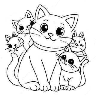 Chat Avec Des Chatons Pages À Colorier