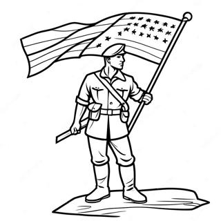 Veteran Courageux Avec Drapeau Page De Coloriage 127399 60911