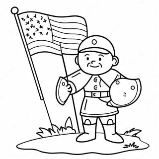 Veteran Courageux Avec Drapeau Page De Coloriage 127399 60912
