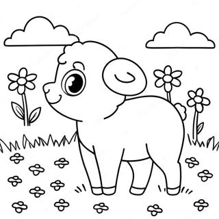 Joli Agneau Dans Une Prairie A Colorier 127527 61007