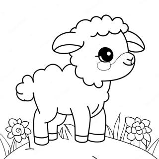 Agneau Duveteux Avec Des Fleurs A Colorier 127528 61009