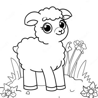 Agneau Duveteux Avec Des Fleurs A Colorier 127528 61010