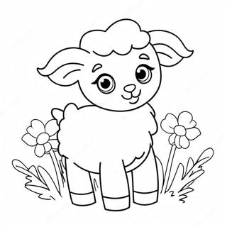 Agneau Duveteux Avec Des Fleurs A Colorier 127528 61012