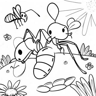 Page De Coloriage Fourmis Colorees Dans Un Jardin 127758-61313