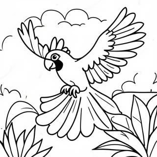 Page De Coloriage De La Majestueuse Macaw Volant Haut 127785 61339