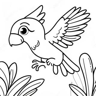 Page De Coloriage De La Majestueuse Macaw Volant Haut 127785 61340