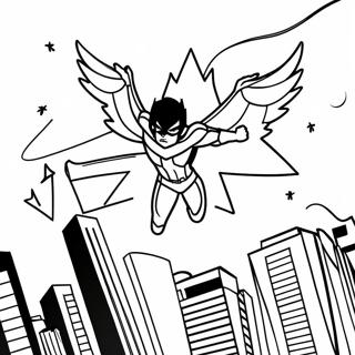 Page De Coloriage De Nightwing Volant A Travers Le Ciel Nocturne 127967 61486