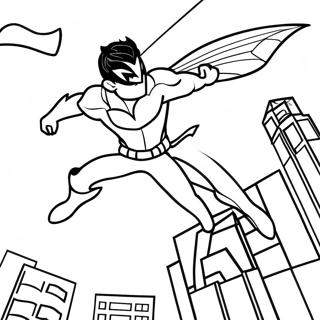 Page De Coloriage De Nightwing Volant A Travers Le Ciel Nocturne 127967 61487