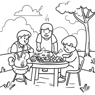 Page De Coloriage De Pique Nique Familial Au Barbecue 128479-61874