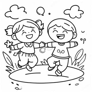 Page De Coloriage Enfants Heureux Jouant 128945-62234