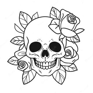 Page De Coloriage De Crane Gothique Et Roses 129329 62537