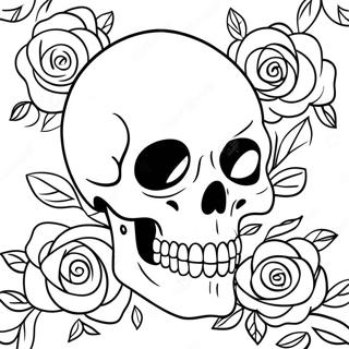 Page De Coloriage De Crane Gothique Et Roses 129329-62539