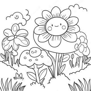 Page De Coloriage Dun Jardin De Fleurs Lumineux Et Colore 129353-62553