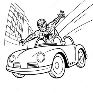 Page De Coloriage De Spiderman Conduisant Une Voiture Rapide 129480-62653