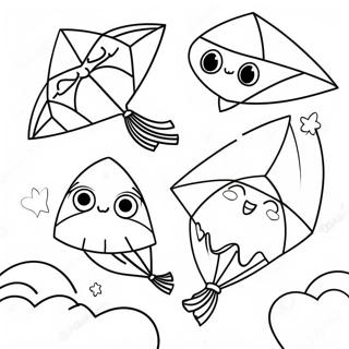 Page De Coloriage De Cerfs Volants Mignons Dans Le Ciel 129508-62687