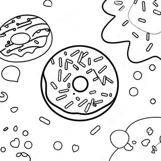 Page De Coloriage De Donut Joyeux Avec Des Eclats De Rainbow 129533-62701