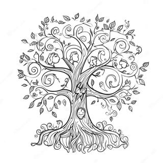 Page De Coloriage De Larbre Genealogique Colore 129583-62734