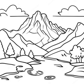 Page De Coloriage De Paysage Montagneux Realiste 129659-62790