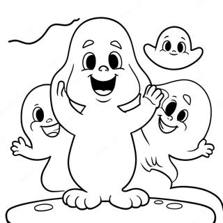 Page De Coloriage Casper Avec Des Amis Fantomes Amicaux 129866-62954