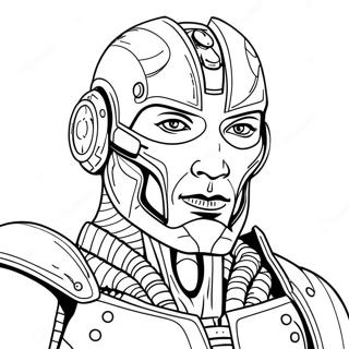 Page De Coloriage De Guerrier Cyborg En Bataille 129995-63057