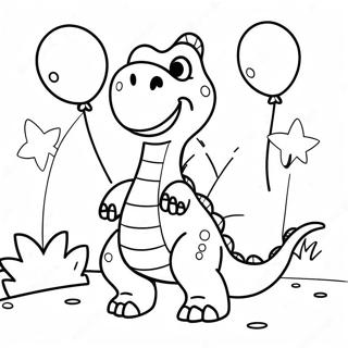 Page De Coloriage De Dinosaure Heureux Avec Des Ballons 130328-63320