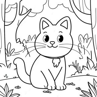 Page De Coloriage De Nature Cat Dans Une Foret Coloree 130688-63594