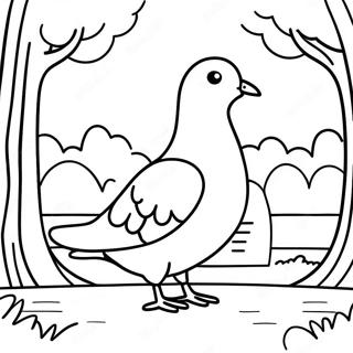 Page De Coloriage Du Pigeon Curieux Explorant Un Parc 130897-63766