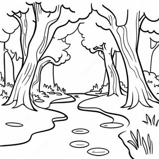 Page De Coloriage De Riviere Avec Des Arbres 131798 64458
