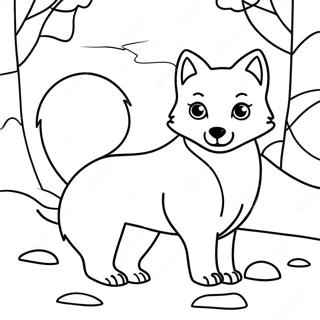 Page De Coloriage De Renard Arctique Mignon Dans Un Paysage Enneige 131822-64469